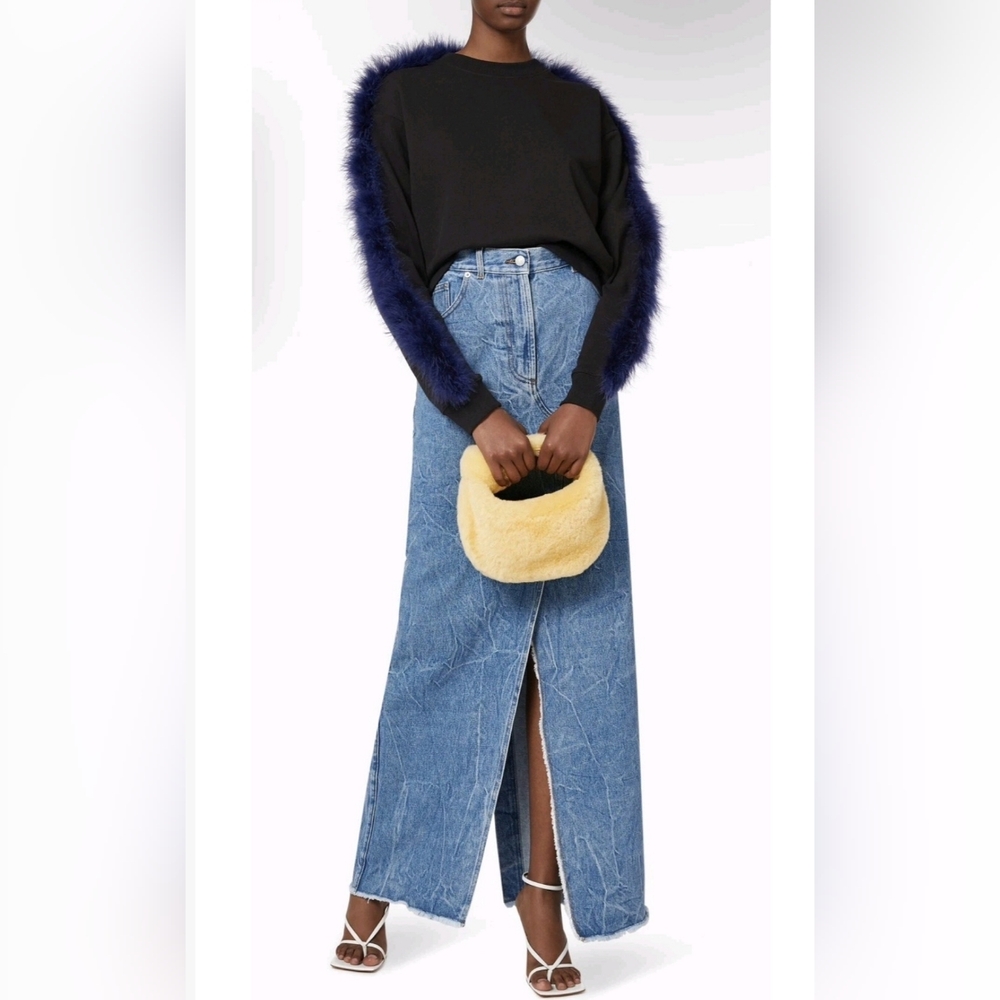 Dries Van Noten Boxy Relaxed Fit Feather Trim Sweatshirt Small Avant-Garde Luxe